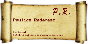 Paulics Radamesz névjegykártya